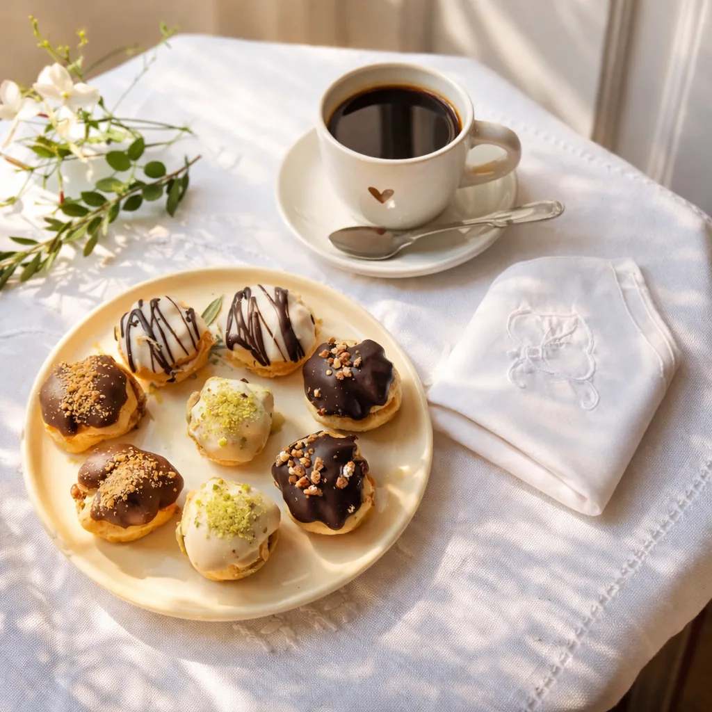 Surtido de dulces artesanos acompañado de café